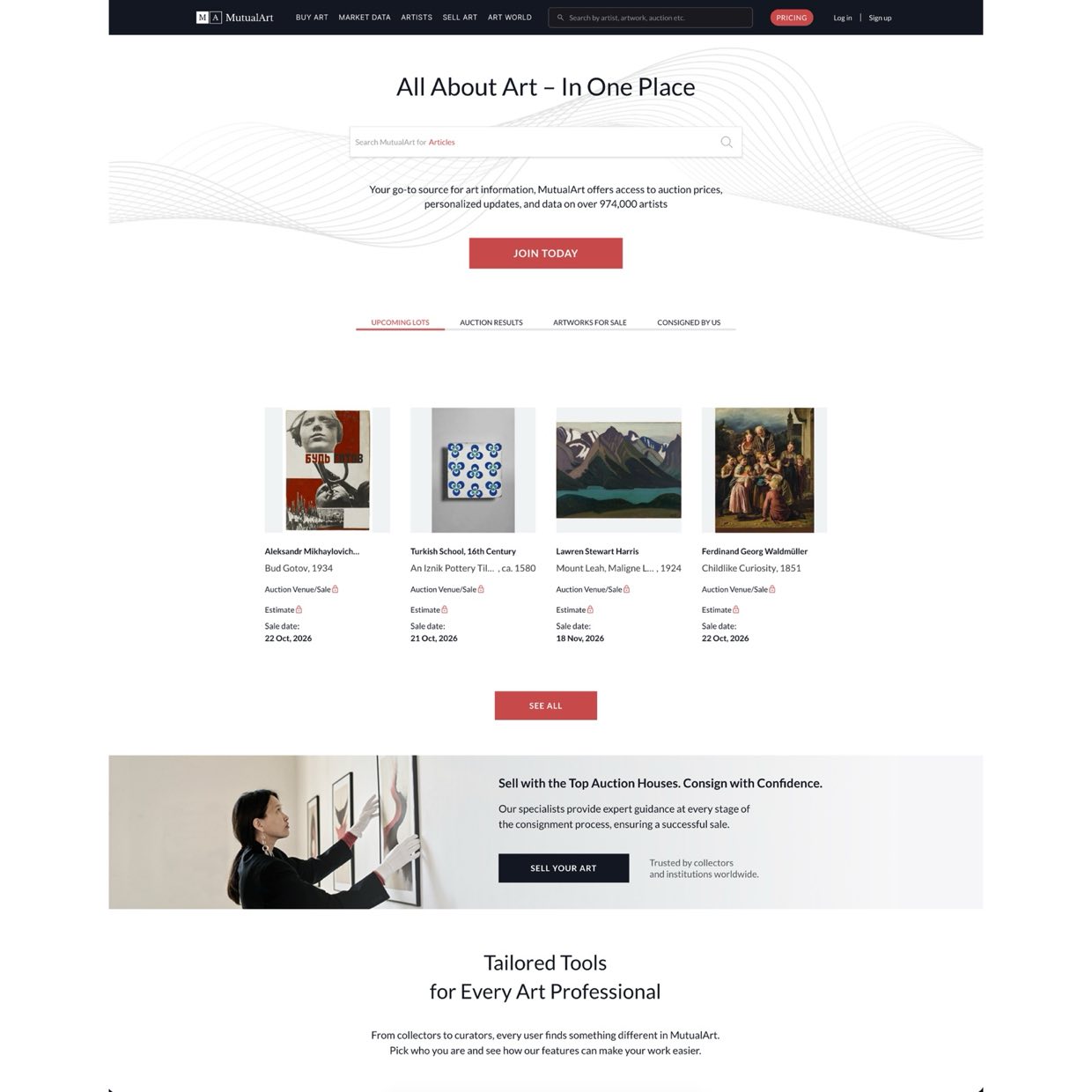 MutualArt website designed and built by Claudreck